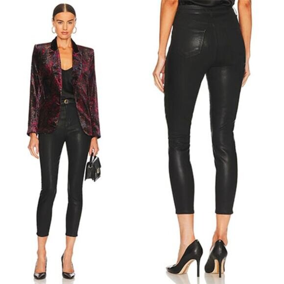 NEW L'agence Akira Ultra High Rise Skinny Jeans Women's Noir Coated Size: 24 - Picture 9 of 9